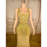 Golden Glamour - Handmade Crystal Dress